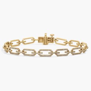 Pavé Diamond Paperclip Link <b>Bracelet</b> in White Gold - Product Image 1