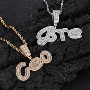 Collar con Colgante de Hip Hop Personalizado con Nombre, Letra Inicial con Diamantes Baguette, para Mujer, Regalo - Product Image 1