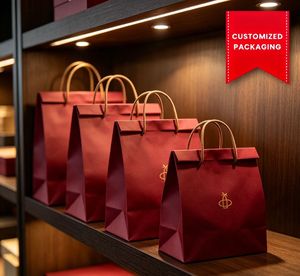Sacs à emporter en papier kraft personnalisés de qualité supérieure avec poignées torsadées, sacs de shopping en papier kraft imprimés sur mesure, vente en gros - Product Image 1