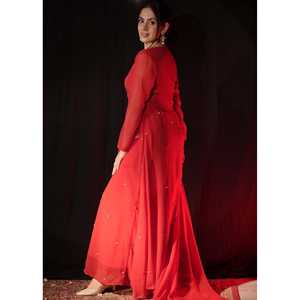 Ensemble de robe Anarkali taille XS LAL RAGINI en tissu de chiffon - Product Image 3