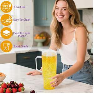 Vaso de Agua de Plástico PC de Doble Pared de 40 oz, Diseño Personalizado, Vaso con Asa Tipo Bola de Nieve - Product Image 5