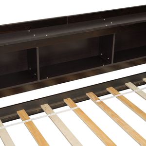 Letto a L in Legno Misura Twin con Libreria, Prese di Corrente, Porte USB e Due Cassetti - Product Image 1