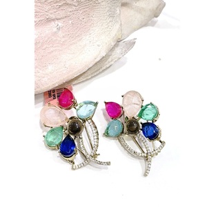 Encantadores Pendientes de Botón con Forma de Flor y Cristales de Estrás, Aleación Chapada en Oro, Joyería de Estilo Bohemia para Mujer, para Fiestas - Product Image 2