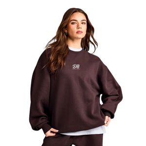 Sweat-shirt streetwear pour femme, pull oversize à manches longues, col rond, en polaire douce, haut chaud, vêtements décontractés à la mode pour tous les jours - Product Image 1