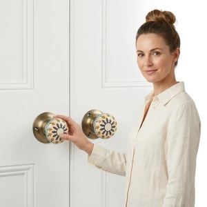 Ceramic Cabinet <b>Knobs</b> Round Modern Style Floral Design Eco-Friendly Multi-Function Durable for Kitchen Drawer Furniture Handle - Product Image 2