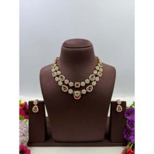 Indian Ethnic Bridal Gold Plated Beaded Necklace & Earring Set by Neha Heritage - Product Image 2