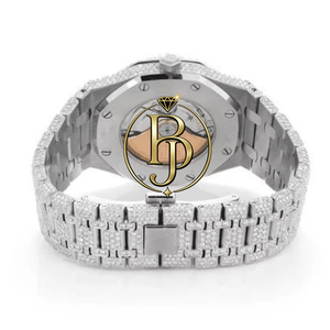 Montre BRIVA JEWELS de luxe pour homme, style hip-hop, avec moissanite, cadran carré de 50 mm, aiguilles lumineuses, acier inoxydable, mécanique 14 carats blanc - Product Image 6
