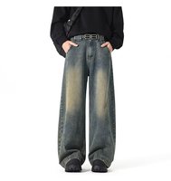 OEM Printemps Plus La Taille Respirant Mid Rise Cordon Baggy Rétro Minimaliste Lâche Décontracté Lavé Jambe Large Coton Denim