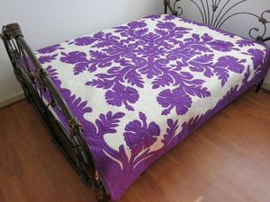 Couvre-lits Kantha Hawaïens Tendance et Très Vendus, Brodés Violets, 100% Coton, Style Vintage, Faits Main, Écologiques et Rafraîchissants - Product Image 3