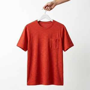 T-shirts pour hommes en coton décontractés à col rond, coupe régulière, avec logo personnalisé en relief, respirants et écologiques - Product Image 5
