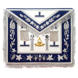 Tablier de Maître Ancien de la Loge Bleue, Qualité A, Or et Argent, Régalia Maçonnique Premium, Tablier de Loge Cérémoniel Maçonnique, Broderie à la Main - Product Image 1