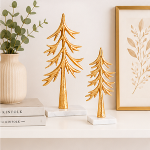 Handmade Aluminium Gold-Plated Christmas <b>Tree</b> Ornament Set Artistic Metal Craft Showpiece For Living Room Office Desk Decor - Product Image 4