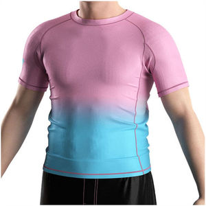 เสื้อแรชการ์ดแขนยาวผู้ชาย พิมพ์ลายไล่เฉดสีน้ำเงิน แห้งเร็ว โพลีเอสเตอร์ UPF50+ ระบายอากาศได้ดี เป็นมิตรกับสิ่งแวดล้อม ป้องกันแบคทีเรีย - Product Image 5
