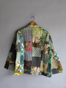 Quilted <b>Patchwork</b> <b>Jacket</b> Women's Mandarin Collar Full Sleeve Cotton Autumn Style Regular Length Patch Designs - Product Image 6