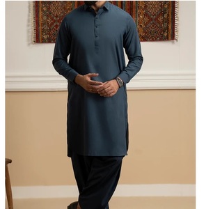Salwar Kameez de Algodón Personalizado, Azul Marino, Estilo Étnico Tradicional, 2 Piezas, Transpirable, Corte Regular, Traje Formal - Product Image 1