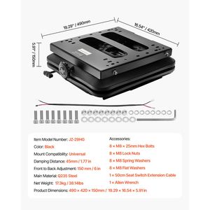 Kit di Sospensione Universale per Sedile con Binario Scorrevole e Copertura Antipolvere, Compatibile con Parti e Accessori per Tosaerba - Product Image 5