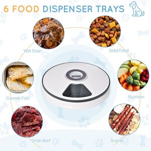 Distributore Automatico Portatile per Gatti e Cani di Piccola Taglia con 6 Vassoi e Display LED Digitale per Alimentazione in Viaggio - Product Image 6