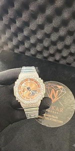 Hip Hop Style Custom Bezel Case Band <b>Watch</b> Iced Out Moissanite <b>Watch</b> Quartz Movement Round Dial Water Resistant Unisex - Product Image 1