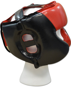 Protège-tête de boxe en cuir PU noir et rouge, équipement de protection pour adultes, unisexe, équipement d'entraînement sportif - Product Image 3