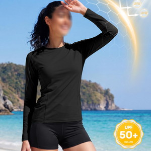Camiseta de Protección Solar Personalizada para Mujer, Diseño y Logotipo Personalizados, Manga Larga, Ropa Deportiva de Alto Rendimiento para Surf y Natación - Product Image 4