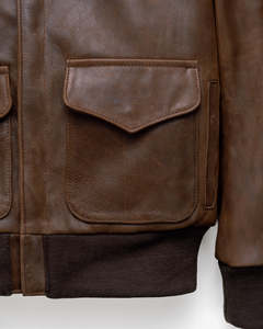 Veste bomber en cuir véritable marron pour homme, style décontracté, fermeture éclair, col rabattu, poches, vêtements d'automne - Product Image 6
