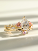 Bague de fiançailles ANSTER personnalisée élégante en or jaune 14K 18K avec diamant taille poire 1,5ct 2ct, bijou de mariage et de tous les jours, cadeau pour femme