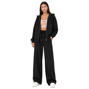 Ensemble de veste à capuche zippée pour femme, pantalon large, tenue décontractée trois pièces, sweat-shirt à manches longues, ensemble de vente en gros B2B - Product Image 1