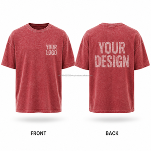 Men's <b>Oversized</b> <b>Red</b> 100% Cotton Custom Printed T-<b>Shirts</b> O-Neck Short Sleeve Casual Acid Wash Breathable Eco-Friendly Quick Dry - Product Image 1