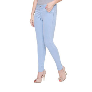 New Loose Light Blue Washed Straight Wide Leg Jeans Solid Color Pants Women's Jeans - Product Image 3
