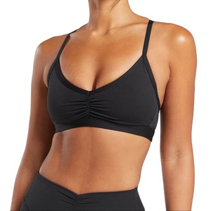 Women's Plus Size Ruched V Neck High Stretch Breathable Eco-Friendly Fitness Sports Bra Front High Quality Activewear Backless - Product Image 1