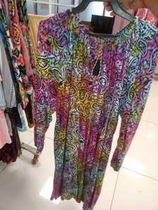 Vibrant Geometric Cotton Bohemian Kaftan Tunic Multicolor Zigzag Print Lightweight Resort Wear Tassels Loose Fit Casual Dress - Product Image 2