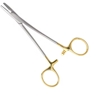 Porte-aiguilles Olsen Hegar 4,5 pouces, instrument chirurgical médical manuel, inserts en carbure de tungstène, acier inoxydable - Product Image 1