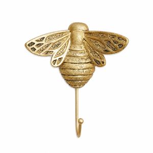 Brass Bee Wall <b>Hook</b> <b>Decorative</b> Insect <b>Coat</b> <b>Hook</b> Heavy Duty Robe Towel Hat Key Holder Vintage Farmhouse Wall Decor Gold Finish - Product Image 1