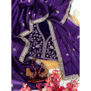 Hermoso Sari con Bordado Zari para Fiestas, Ropa India y Pakistaní - Product Image 3