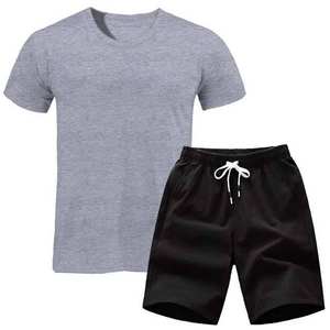 Ensembles de shorts pour hommes, mode été, 100% coton, manches courtes, logo personnalisé, sport, vente en gros, prix bas, t-shirts et shorts pour hommes - Product Image 2