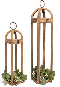 Farol de madera de lujo ecológico para decoración de hoteles con cubierta de vidrio y asa de metal, diseño vintage. - Product Image 3