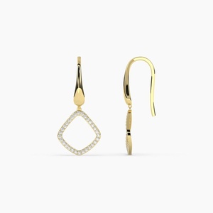Round Lab Diamond <b>Dangle</b> <b>Earrings</b> 14kt White /Yellow Gold <b>Earrings</b> Diamond Jewelry Wedding <b>Earrings</b> Pentagon Design Fashion Gift - Product Image 4