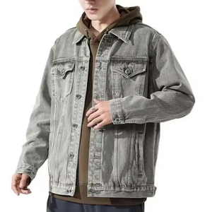 Wholesale Street Wear Breathable Casual Vintage Distressed Acid Washed <b>Denim</b> Jean <b>Jacket</b> for <b>Men</b> - Product Image 1
