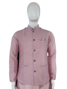 Ensemble de veste kurta pour homme en tissu de soie pure avec broderie et travail de sequins, kurta de créateur avec koti, idéal pour les fêtes royales. - Product Image 2