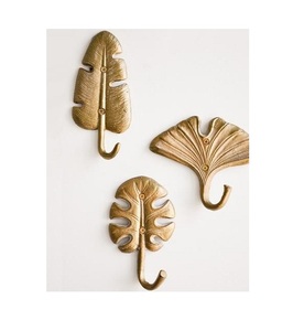 Set Of 6 Leaf Design <b>Hook</b> With Prime Quality Gold Color Metal <b>Hook</b> For Towel Hanging Wall <b>Hook</b> By Home Arts - Product Image 6