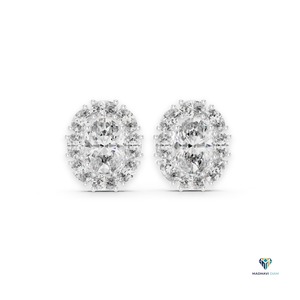 ต่างหูเพชรทรงรี 1.69 กะรัต แบบ Halo Stud ผลิตในห้องปฏิบัติการ ตัวเรือนทองคำแท้ 14K ต่างหูแบบคลัสเตอร์คลาสสิกสำหรับผู้หญิง เครื่องประดับอันหรูหรา - Product Image 1