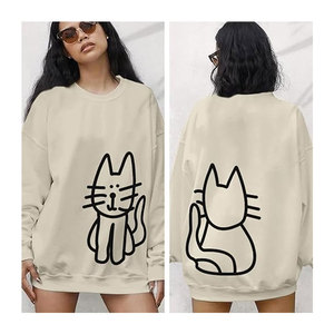 <b>Cat</b> Sweatshirts for Women Graphic Oversized Sweatshirt Funny Long Sleeve Shirt Cute Pullover Fleece Hoodie <b>Tops</b> Casual Cozy - Product Image 5
