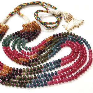 Quartz naturel multicolore 6mm Rondelle perles lisses couches 18 à 20 pouces collier prix de gros - Product Image 1