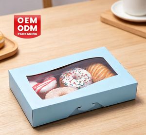 Boîtes à donuts personnalisées haut de gamme pour boulangeries et marques – Boîtes à donuts en papier sur mesure avec fenêtre transparente - Product Image 1