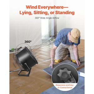 Ventilador Industrial de Alta Velocidad de 14 Pulgadas con 3 Velocidades, 2520 CFM, Inclinación Ajustable de 360 Grados, Flujo de Aire de 23.62 Pies por Segundo, Ventilador de Piso de Alta Resistencia - Product Image 5