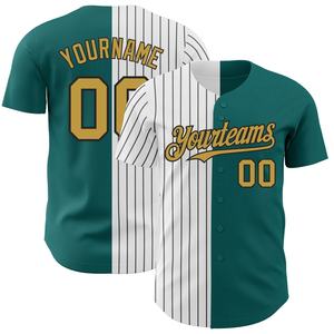 Uniforme de sóftbol con logotipo bordado para hombre, camiseta de béisbol personalizada con estampado digital en blanco y rayas - Product Image 2