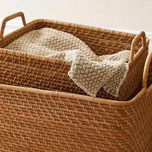 Handmade Eco-Friendly Rattan Storage <b>Baskets</b>-Multifunction Bathroom & Home Use Laundry <b>Baskets</b> 33x33x33cm - Product Image 5