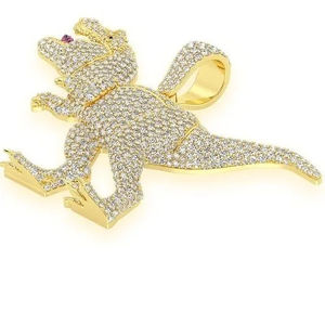 SHRAMAN JEWELS Colgante de Dinosaurio con Incrustaciones de Moissanita, Personalizado, Estilo Hip Hop, Plata 925 con Baño de Rodio, Estilo Clásico, Amuleto Brillante para Fiesta - Product Image 5