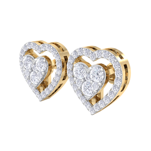 Luxury 14K Gold Diamond Heart <b>Stud</b> Earrings for Women Elegant Romantic Sparkling Fine Jewelry Wholesale Gift - Product Image 4