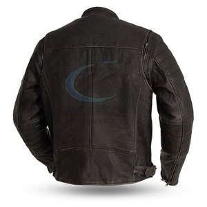 Veste en cuir d'hiver pour homme KHIMASHAM INDUSTRY, couleur unie, respirante, fermeture éclair, style streetwear, logo frontal, écologique - Product Image 2